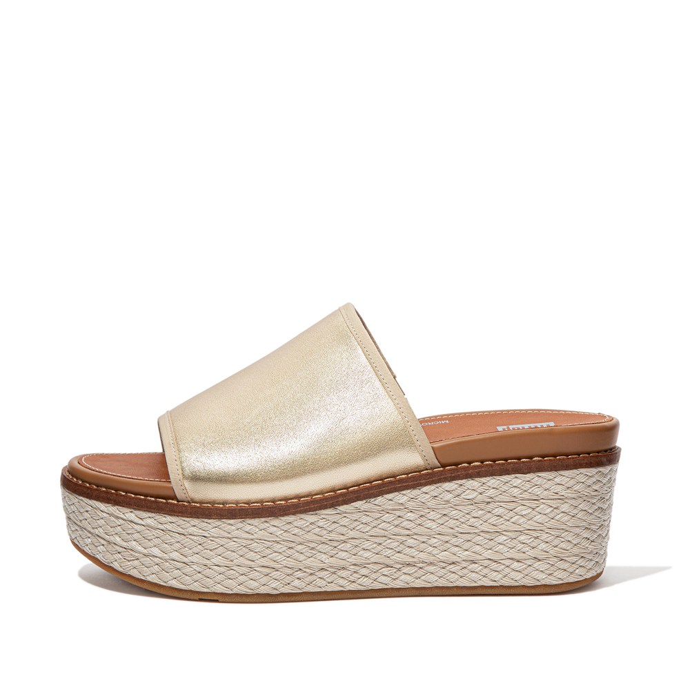 Fitflop Womens Wedge - Eloise Mixed-metallics Slides - Gold - 401-FVXKIH